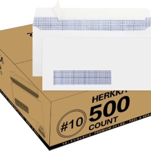 500 Pack #10 Single Left Window SELF Seal Security Envelopes, Designed for QuickBooks Invoices & Business Statements, Computer Printed Checks Peel and Seal Flap, Size 4-1/8 x 9-1/2 Inches, 24 LB